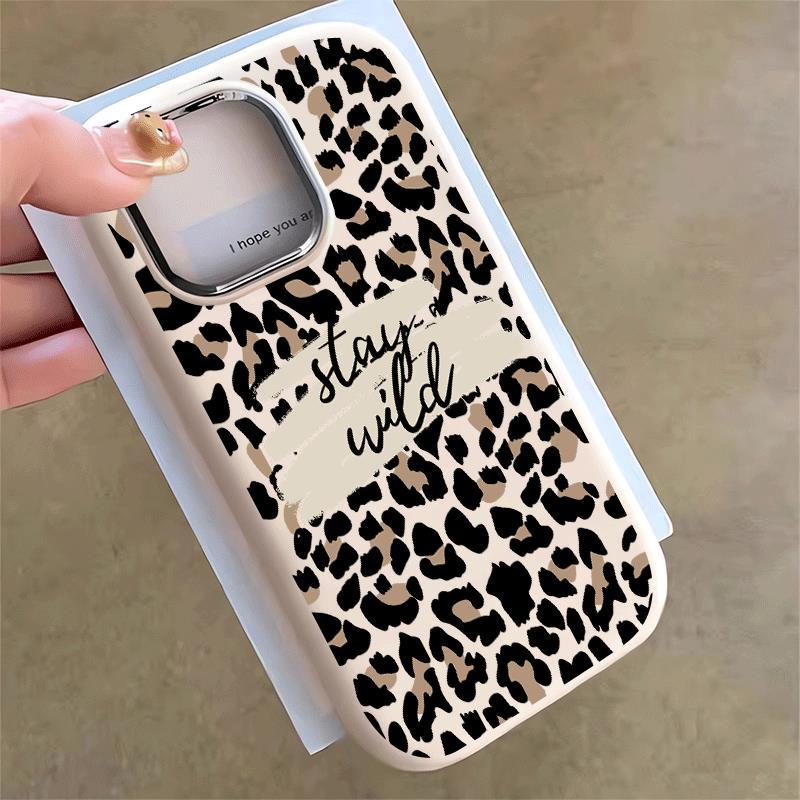Doodle English Brown Leopard Tattoo สําหรับ 16 17 เคสโทรศัพท์ 14 15 11 Chubby iPhone 13 กรอบโลหะ 7p 