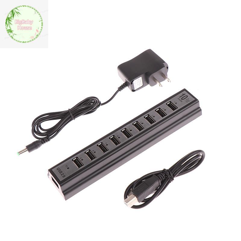 BigBabyHouse Power Adapter Usb Charger Hub Adapter Hi-speed Multi Hub 10 พอร์ตสําหรับแล็ปท็อปพีซี TH