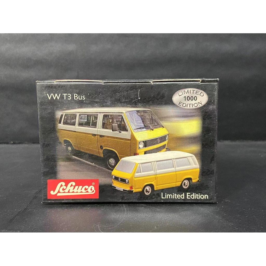 [คลังสินค้าพร้อม] schuco schuco 1/87 Volkswagen T3 Bus รถโลหะผสมสีเหลืองรุ่น piccolo 1/90 ho Scale ล
