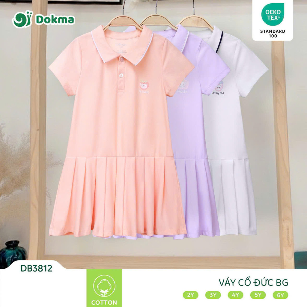 Dokma ชุดเดรสคอปกเยอรมันเด็กผู้หญิง DB3812, DB2655 (2-6Y) ผ้าฝ้ายเนื้อนุ่มและเย็น