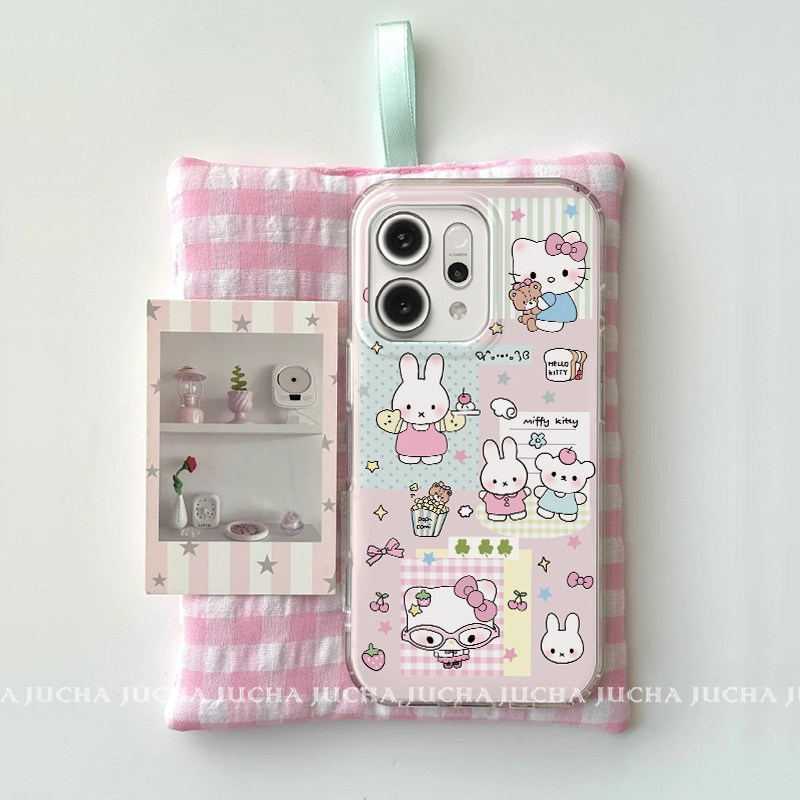 Miffy กระต่ายการ์ตูนแมวเหมาะสําหรับ OPPO ค้นหา X8 X9 Reno15 Reno12 Reno13 Reno14 F A3x A5x Pro เคสโทรศัพท์ป้องกันกรณี