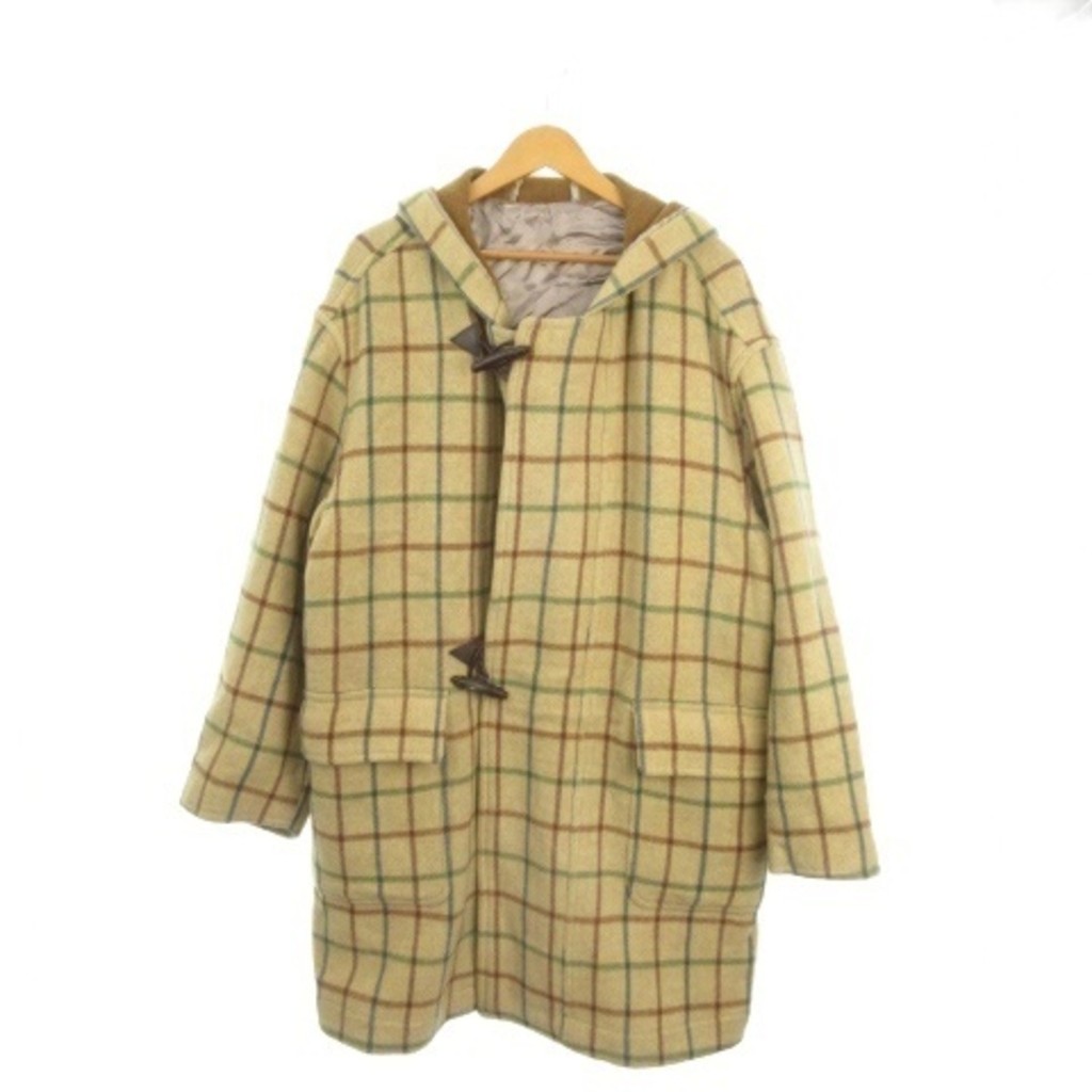 Coat Duffle Plaid Brown Direct from Japan Secondhand