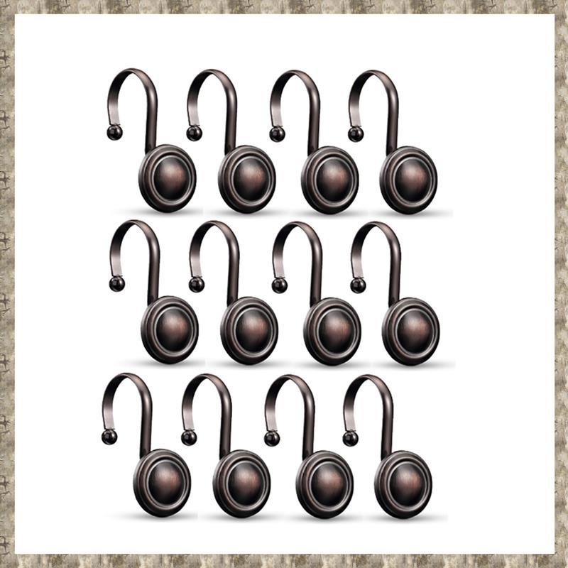 [zv0lma8i] ตะขอแขวนม่านอาบน้ําในน้ํามัน Rubbed ตกแต่งแหวนบรอนซ์, ชุดสไตล์วินเทจ 12 ชิ้นสําหรับห้องน้