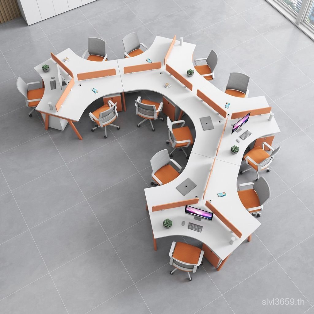 โต๊ะเก้าอี้ Simple 5-Person Staff ช่องใส่การ์ด 3 แฟชั่นโมเดิร์น Creative Designer 6-Person Combinati