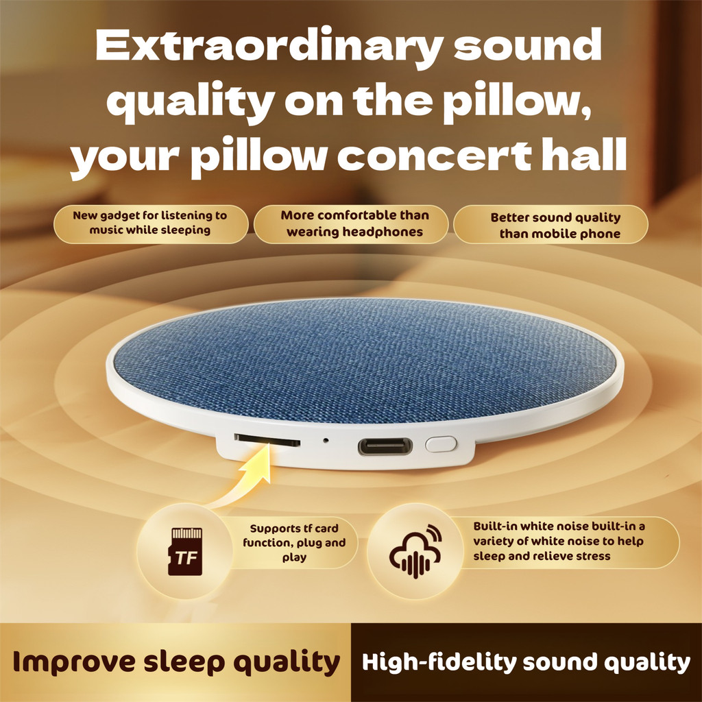 Under the Speaker ลําโพงบลูทูธ Sleep Auxiliary Speaker Ultra-Thin Listening to Songs Handy Tool Whit