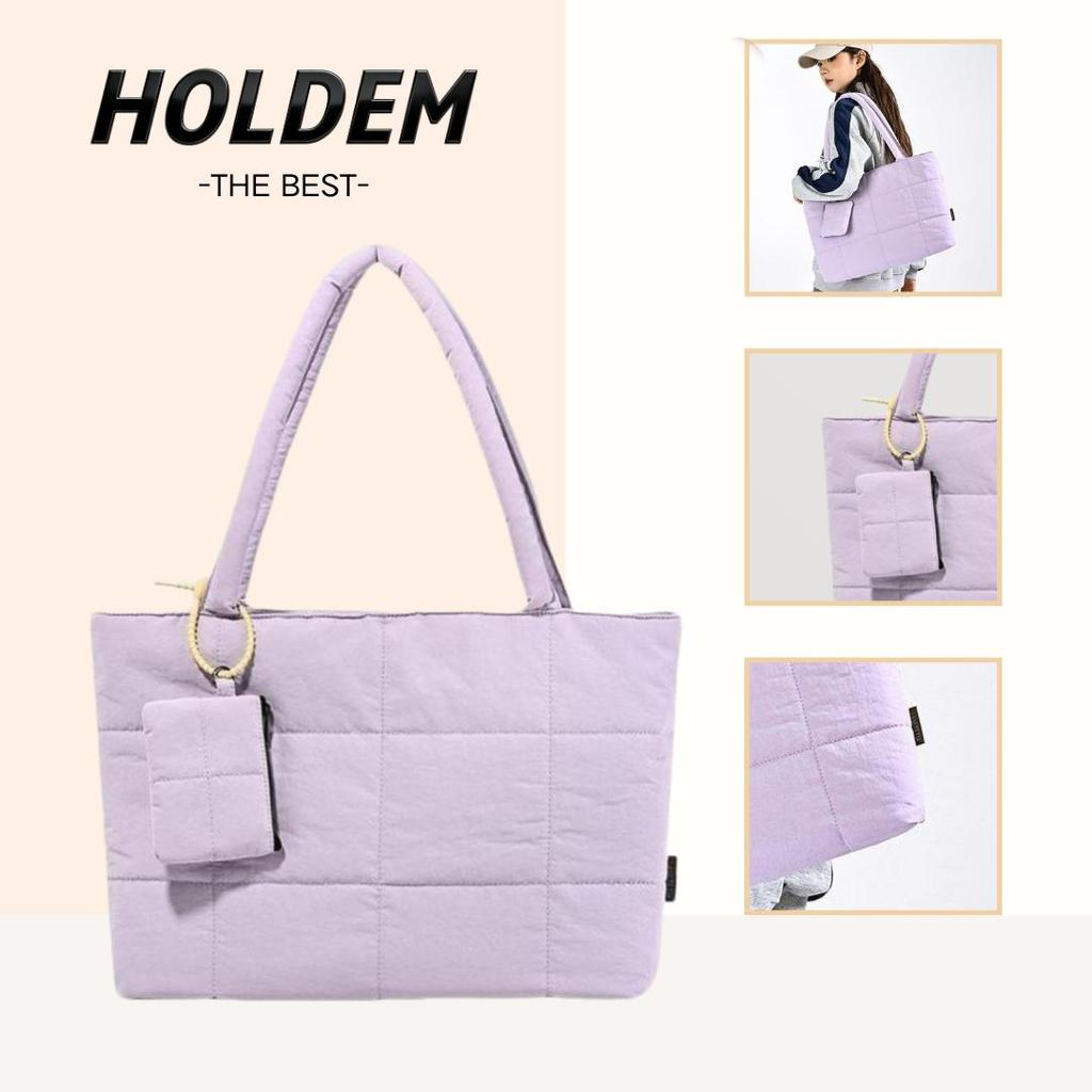[HOLDEM-8321] กระเป๋าถือผ้านุ่ม สีม่วงลาเวนเดอร์ ใบใหญ่เบา ใส่ของได้เยอะมาก