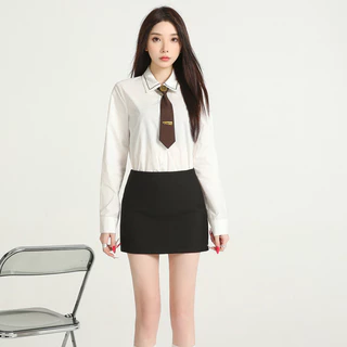 Hermarou S-6XL กระโปรงสั้นผู้หญิง เอ-ไลน์ เอวสูง สลิม กระโปรงสูท