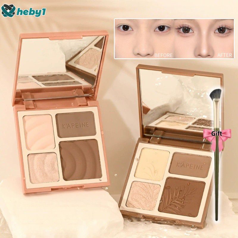 【ของแถมฟรี】พาเลทไฮไลท์เตอร์และคอนทัวร์ 4 สี 3D สีเทาซีเมนต์ ช่วยให้ผิวดูสว่างกระจ่างใสอย่างเป็นธรรมช