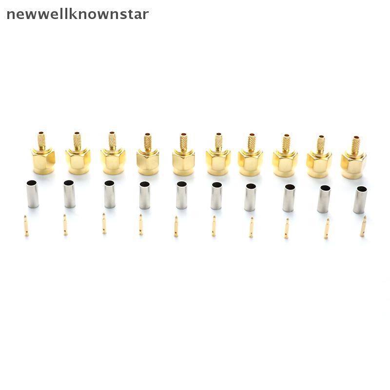 Newwellknownstar 10 ชิ้น SMA ชายปลั๊ก crimp สําหรับ RG174 RG316 RG178 RG179 LMR100 สาย RF Connector 
