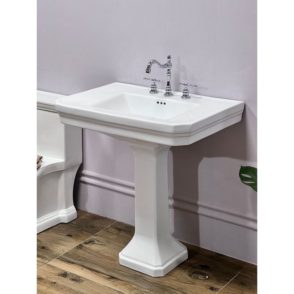 VERA ส่งออก Original Single French Retro อ่างล้างหน้าสามรูชั้นคอลัมน์เซรามิกอ่างล้างหน้า UPC