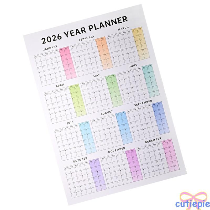 Cutie 2026 Full Year to View Calendar Dated Wall Hanging Calendar Yearly Planner การวางแผนรายปีและติ