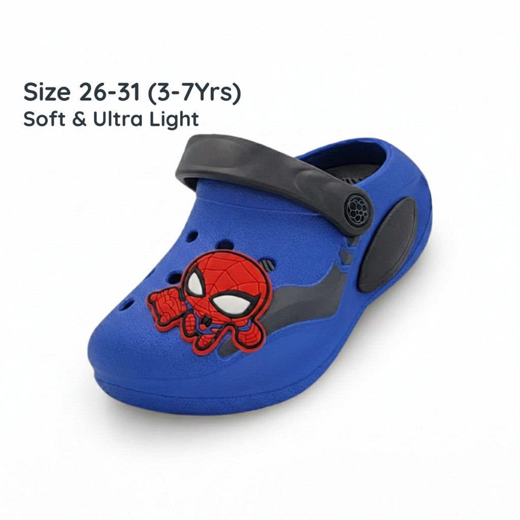 3-7Yrs Spiderman Kids Clogs รองเท้าแตะเด็กชายขนาด 26-31 Kasut Budak Lelaki Selipar Marvel รองเท้าการ