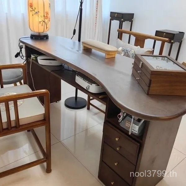โต๊ะสีที่สวยงามเล็บ Staple Study Nail Shop Nail Desk ไม้เนื้อแข็งทั้งหมดโต๊ะไม้เนื้อแข็งโต๊ะในครัวเร