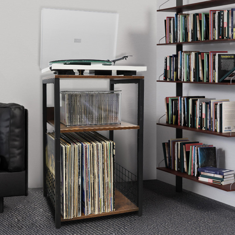 Retro Vinyl Record Record Record Record Record Record Player Audio Machine Shelf Three-Layer Floor S