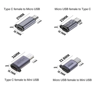 ST Micro USB เป็น Mini USB Type-C อะแดปเตอร์ USB-C หญิงเป็น Micro USB ชายอะแดปเตอร์แปลงอลูมิเนียม