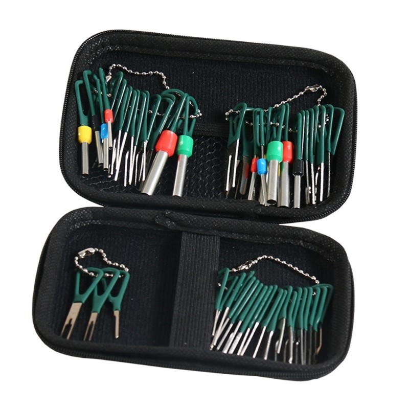 QJ Universal 59 ชิ้นรถสายไฟเครื่องมือกําจัดเหมาะสําหรับต่างๆ Auto ซ่อมไฟฟ้า Terminal Pin Remover