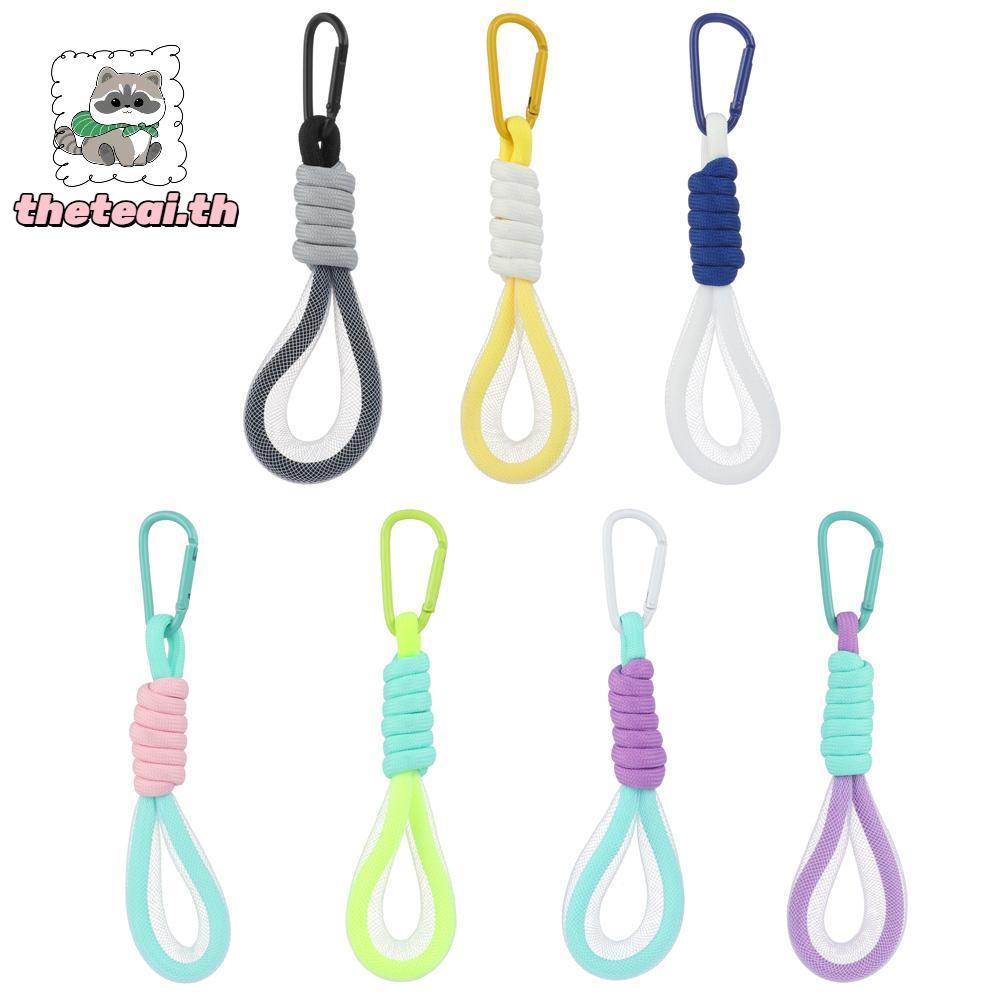 THETEAI เชือกเส้นเล็กสําหรับกระเป๋าน่ารักสีเรืองแสงแฟชั่นเชือกสั้นตาข่าย Landyard