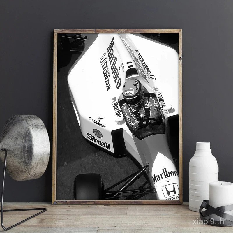 Racing Champion Ayrton Senna Retro คลาสสิกรถโปสเตอร์พิมพ์ Wall Art ห้องนั่งเล่นห้องนอน Bar Cafe ตกแต