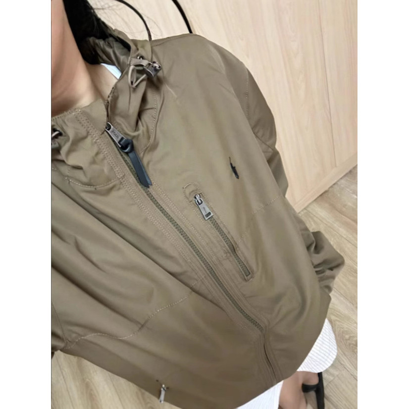 M5Y8 RL* 25Embroidered pony logo hooded zip-up jacket casual windbreaker waterproof hardshell