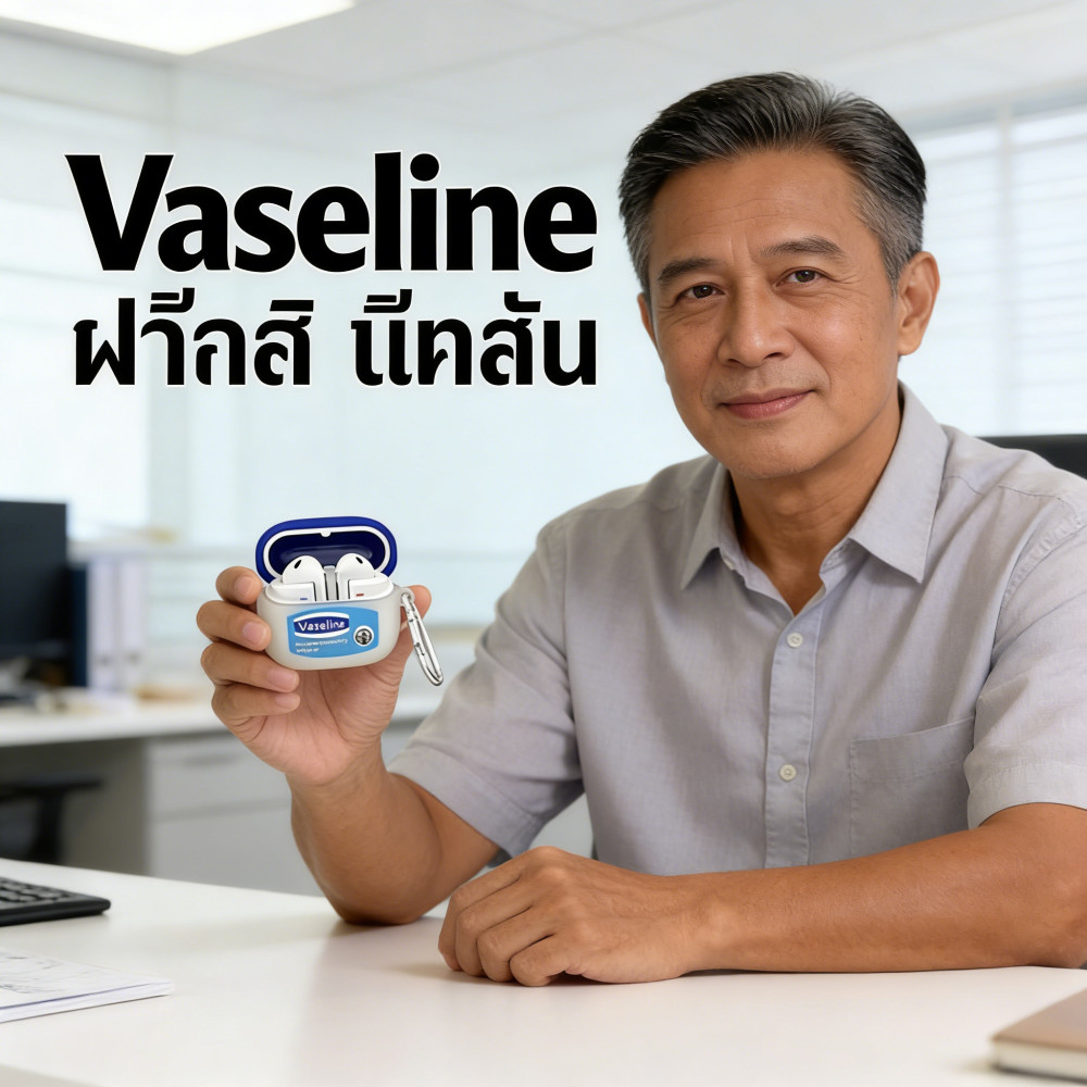 Vaseline 3D Ins Anti-lost Hook Silikon Bluetooth AirPods 4 ฝาครอบป้องกัน Soft Case ชุดหูฟังไร้สาย