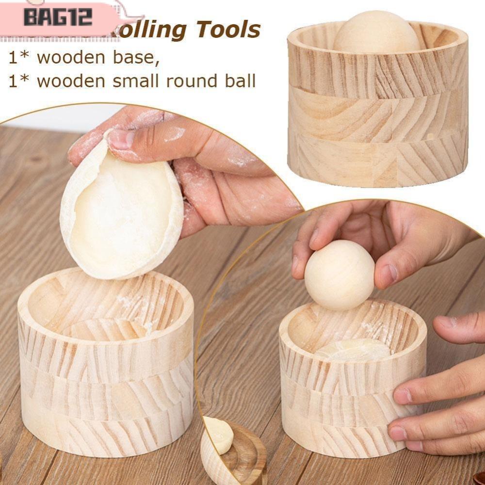 BAG Ravioli Maker เครื่องมือ, เครื่องมือขนมทรงกลมไม้ Dumpling Skin Maker, ไม้ทนทานReusable DIYแป้งกด