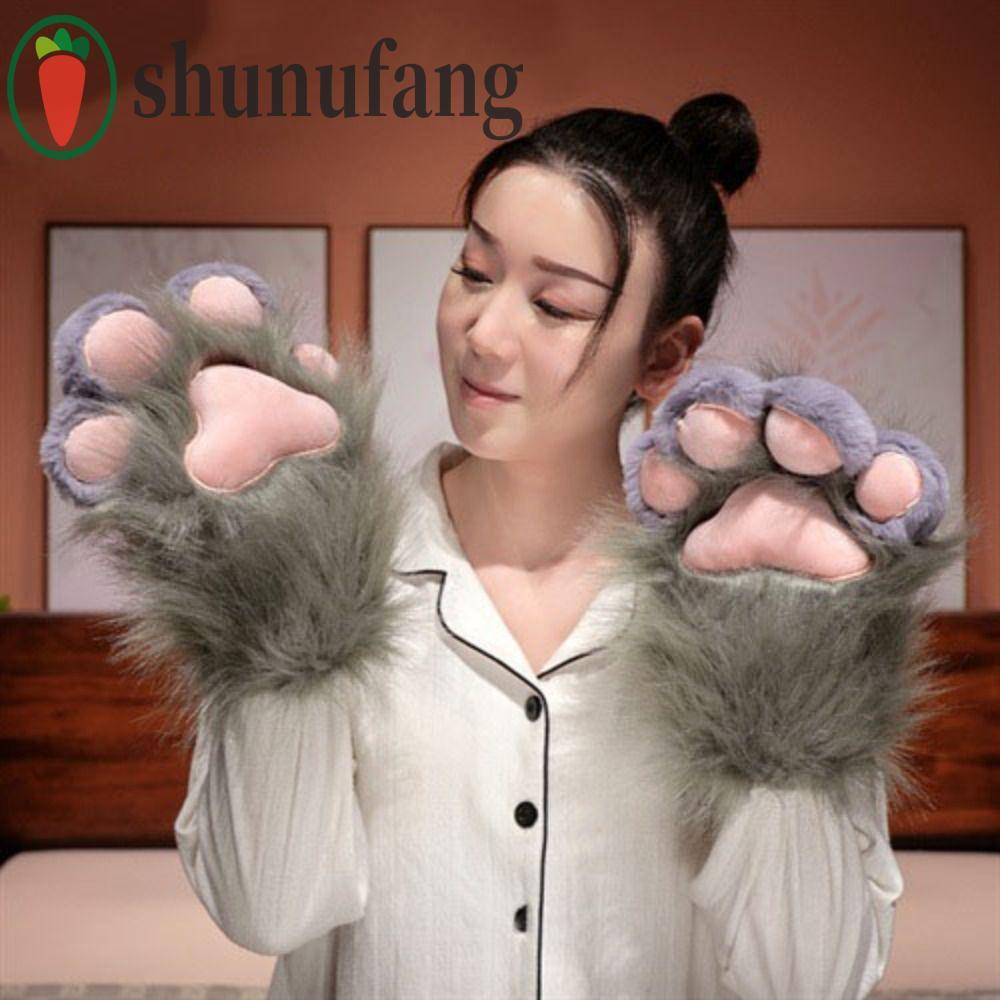 ถุงมือพวงแกะน่ารักสำหรับคอสเพลย์และฟัวร์สูท Fursuit Kigurumi Furry Plush Cat Paw