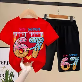 [COD]Peipeiqi kidsเสื้อยืดเด็กSIX-SEVENเสื้อยืดเด็ก ชุดสูทเด็กผู้ชาย ชุดลำลอง 2 ชิ้น แฟชั่น สำหรับเด็กชายตัวเล็ก ๆ เซ็ต