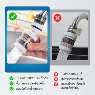 หัวต่อก๊อกกรองน้ำหมุนได้ 360°C(อัพเกรดใหม่) ชั้นกรอง 6ชั้น กันน้ำกระเด็น หัวกรองก๊อกน้ำ ที่กรองน้ำ หัวกรองน้ำ ระบบน้ำ