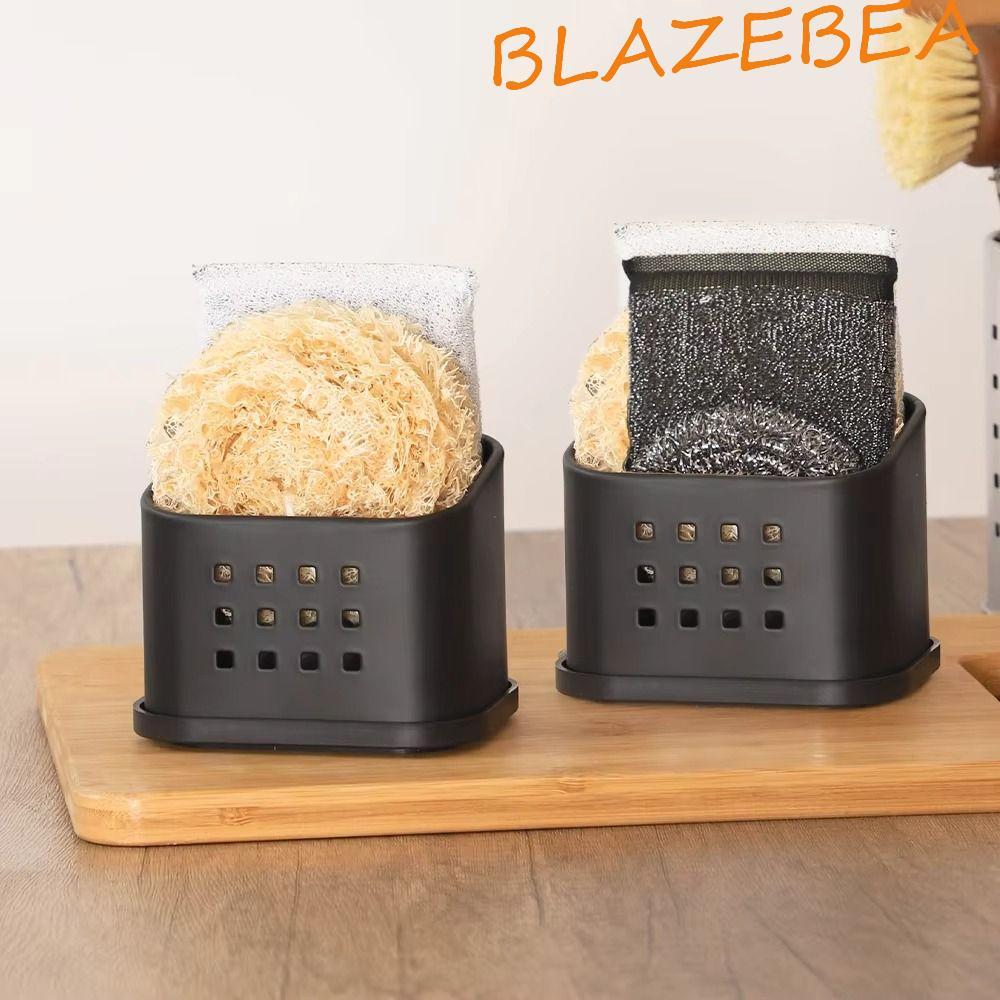 BLAZEBEA ที่วางฟองน้ํา, Rust-proof Multifunctional ฟองน้ําโลหะ Drainer Rack, No-Drilling Space Saving Fast ระบายน้ํา Bacteriostasis Kitchen Organizer จานฟองน้ําเก็บ