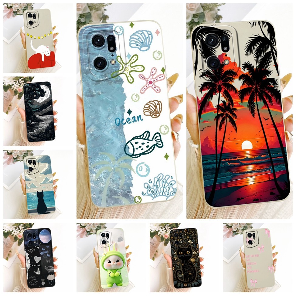 Oppo Find X5 Pro Case แฟชั่นหรูหรา Cool Kawaii น่ารักทาสีซิลิคอนปลอก CPH2305 PFEM10 PFFM20