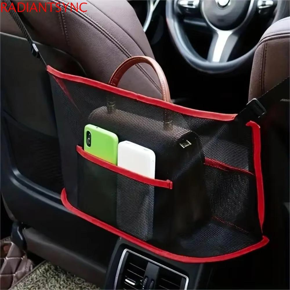 RADIANTSYNC ตาข่ายเก็บกระเป๋าตาข่าย, Spacious ความจุขนาดใหญ่รถที่นั่งถุงตาข่าย, Universal ปรับสะดวกแขวนกระเป๋าถือกระเป๋า Organizer อัตโนมัติ