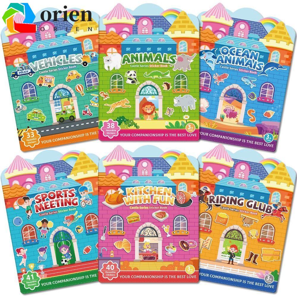 ORIEN Jelly Sticker Silent Book, Cartoon Multi-theme Quiet Book,Reusable Multicolor Interaction Game
