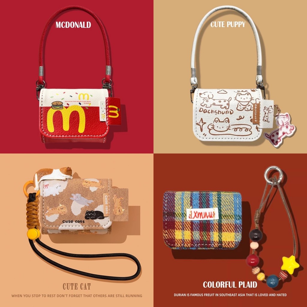 เคสสําหรับ UGREEN ClipBuds Cartoon Cat Cute Leather soft Shell storage bag เหมาะสําหรับ UGREEN ClipBuds ปลอกป้องกันเคสกันกระแทกพร้อมจี้เชือกเส้นเล็ก