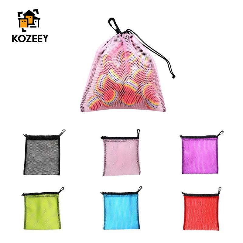 กระเป๋ากอล์ฟและเทนนิสน้ำหนักเบานำเข้าจาก KOZEEY โดยทำมาจากตาข่ายไนลอน มีสายรัด และสามารถเลือกสีได้ สำหรับใส่ลูกขนาด 30 ลูก