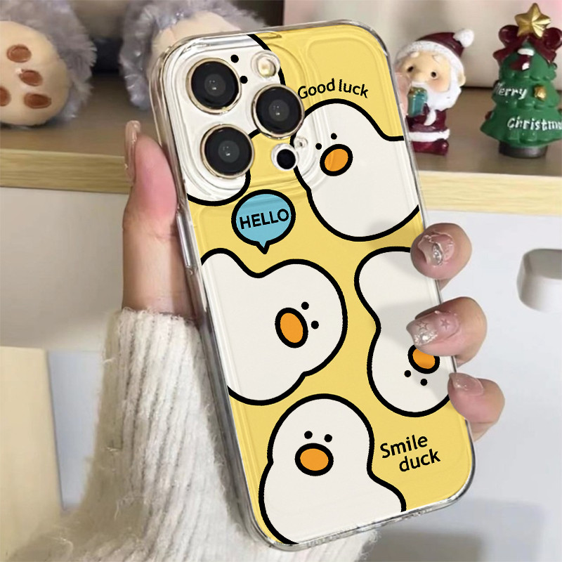 🔥🐤เคสเทรนด์ Smile Duck เคส iPhone 17/16/15 Pro Max/14/13/12/11/XS/8/7 ภาพวาดเป็ด สวยโคตรชิล