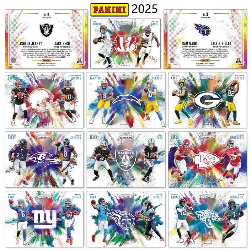 PANINI 2025 ฟุตบอล MAHOMES HERBERT HAMPTON JOE BURROW LAMAR JACKSON สี Blast Duals การ์ดสะสม Texture