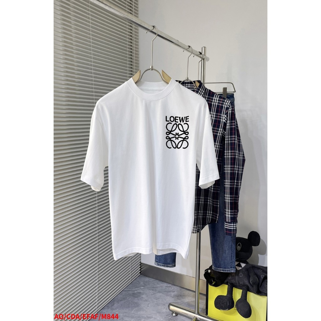 Loe * we2026 Star รอบคอแขนสั้นเสื้อยืดคู่สไตล์ผู้ชายหลวม Bottoming เสื้อรอบคอ All-Match Slim-fit Sli