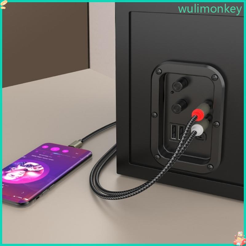 WU Fidelitys 3 5 มม.ชาย 2RCA สายแยกส่งเสียงสําหรับสมาร์ทโฟนเครื่องขยายเสียงลําโพงรถยนต์