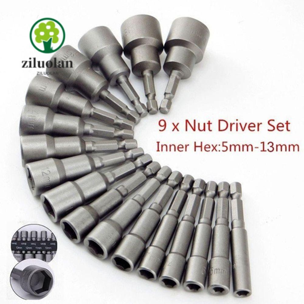 ZILUOLAN 9 ชิ้น/เซ็ต Hex SocketS Sleeve Bits ชุดไดร์เวอร์ซ็อกเก็ต Bits เครื่องมือชุดไดร์เวอร์