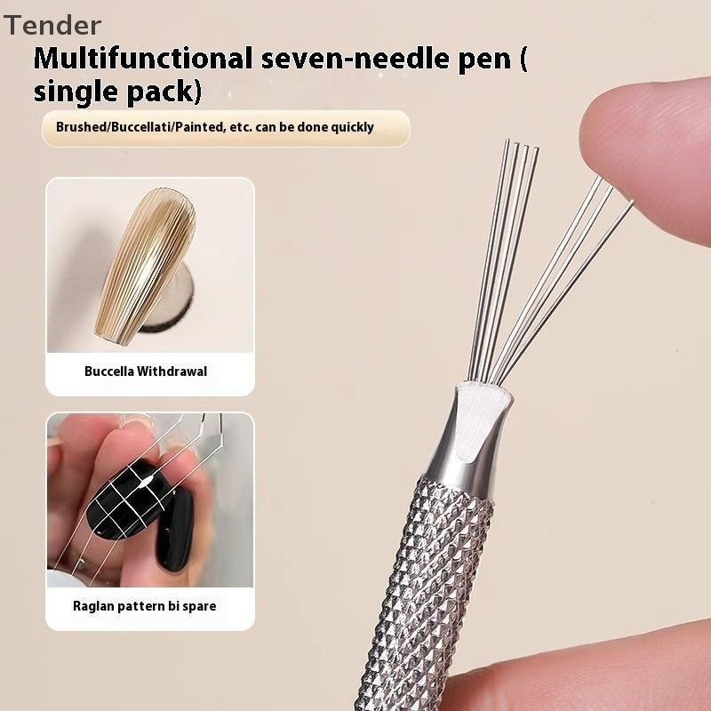 [ที่ต้องการ] Professional 7 Pin Stripe Nail Art Liner Brush 3D Tip Ultra-thin Line Drawing Pen UV Ge