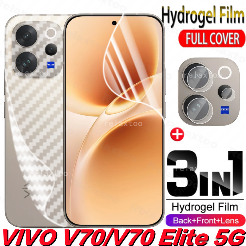 3IN1 ด้านหน้ากลับ Hydrogel Soft ฟิล์มสําหรับ VivoV70 VIVO V70 Elite Lite FE V70Elite V70FE V70Lite VIVOV70Elite 5G 4G V2538 V2548 V2550 คลุมทั้งหมดป้องกันหน้าจอเลนส์กล้องปกป้องฟิล์มโทรศัพท์, ไม่ใช่กระจกนิรภัย