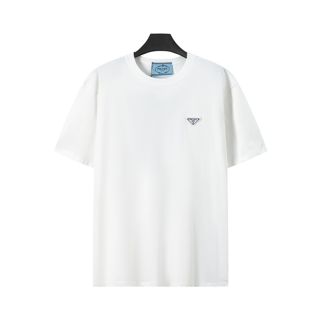 Prada/Prada/2026 คลาสสิกรอบคอแขนสั้นเสื้อยืดผู้ชายผู้หญิงสไตล์รอบคอฤดูใบไม้ร่วง Counter Synchronizat