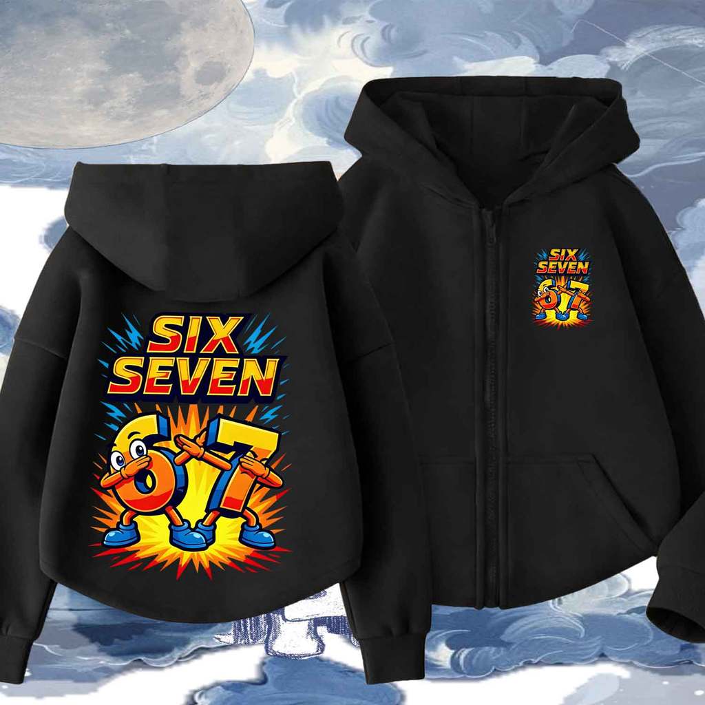 Roblox Six Seven 67  Gamer Zip Hoodie Casual Streetwear Hooded Jacket for Men Women  M-3XL 120-150CM