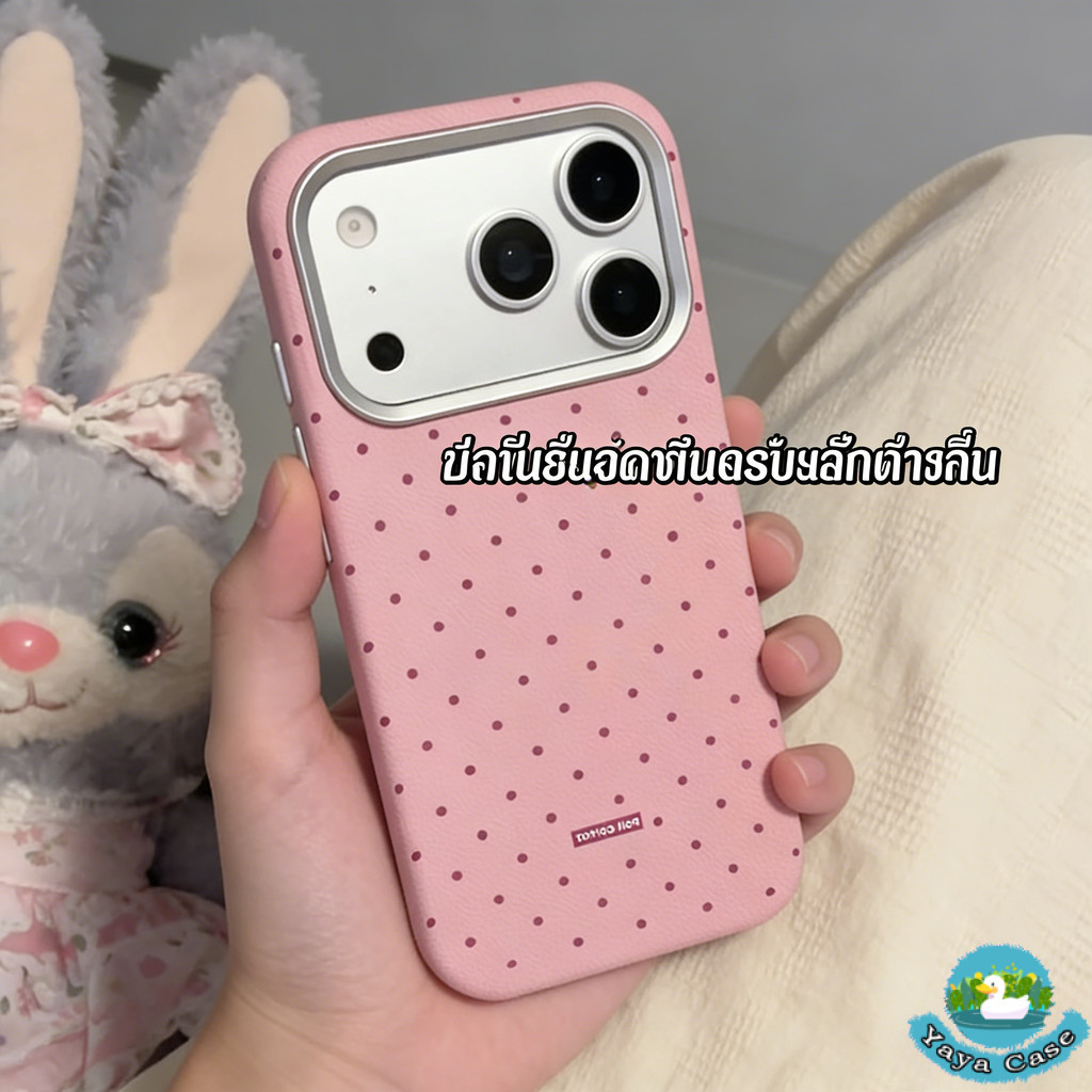 เคสไอโฟน16 11 ลายจุดสีชมพู เคสสวยๆ สำหรับ IPhone 12 15 13 11 16 17 14 Pro Max 7Plus 16 7 14 8 15 Plus XR Xs Max SE2020