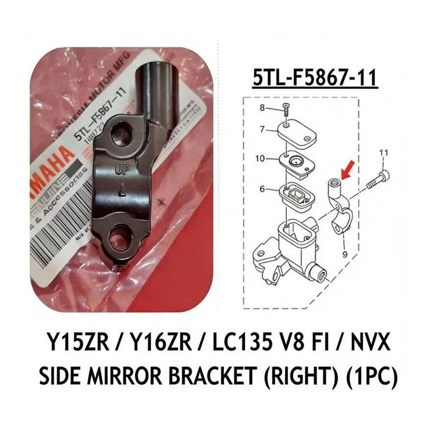 [ RIGHT SIDE ] 5TL-F5867-11 YAMAHA PART SIDE MIRROR BRACKET Y15 / Y16 / LC135 V8 FI / NVX155