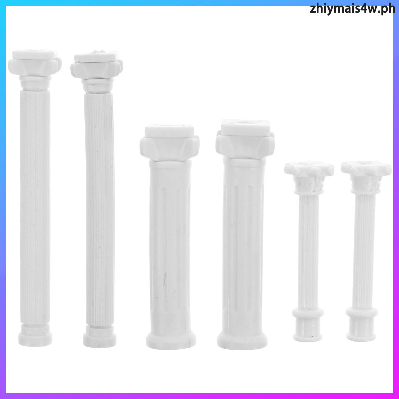 6 ชิ้นคอลัมน์ตกแต่งโต๊ะตกแต่งเสาโรมัน 6.00X0.90X0.90 ซม.สีขาว ABS zhiymais4w