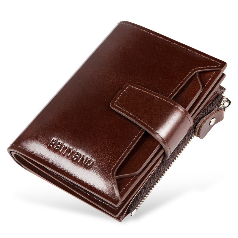 BanYaNuHot Selling Cowhide Vintage Mult i-Card Slot Wallet, Short Wallet, Medium Wallet, Men&39;s Co