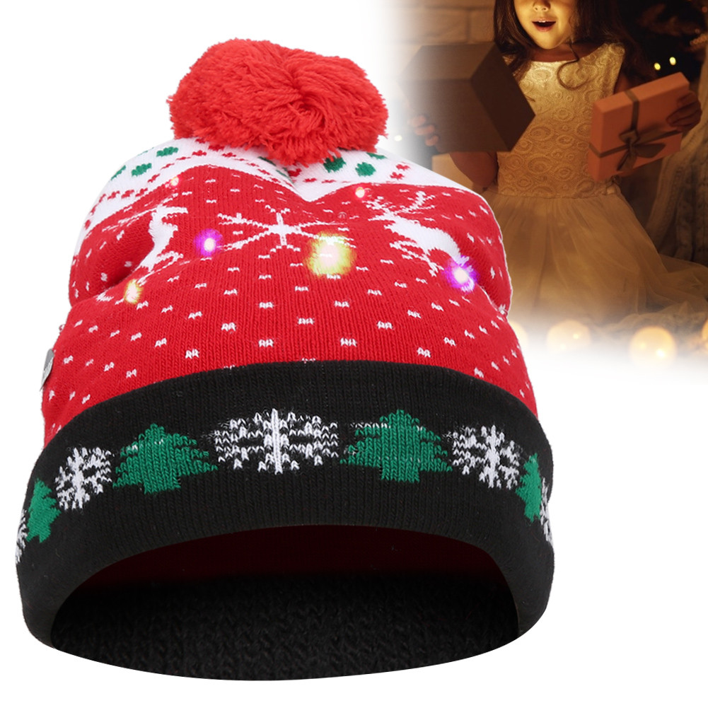 Bmai หมวกถักนิตติ้งสีสันสดใสปาร์ตี้วันหยุดหมวกคริสต์มาสสําหรับเด็กผู้ใหญ่