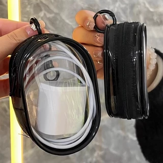 Sanli กระเป๋าเก็บหูฟังหู กระเป๋าจัดเก็บสายเคเบิล ถุงเก็บสายชาร์จ กระเป๋า PVC ใส เก็บสายชาร์จ พกพาสะดวก