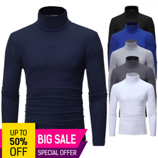 ชายเสื้อแขนยาวคอปกสูงบางหลวมแฟชั่นเกาหลีด้านในสวมใส่ด้านนอก